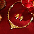 Queenly Traditional Geometric Gold Necklace Set 