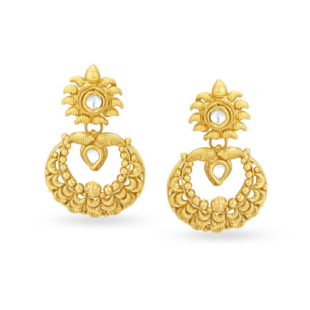 Exquisite Kundan Antique Gold Drop Earrings 2