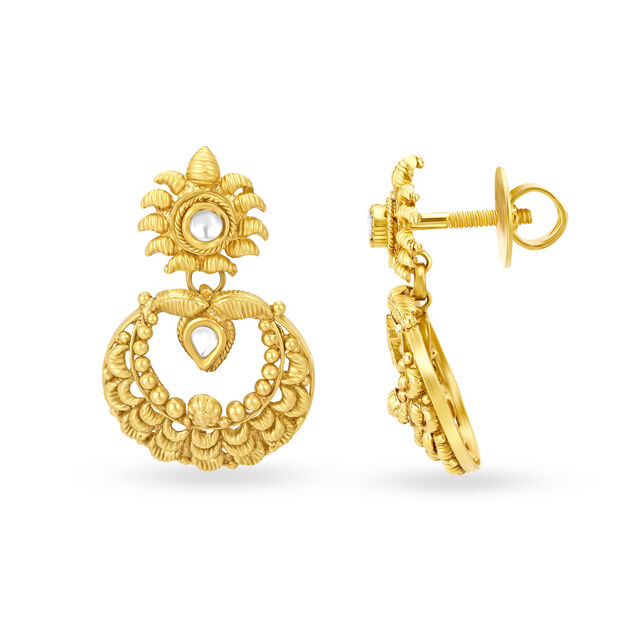 Exquisite Kundan Antique Gold Drop Earrings 3