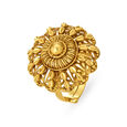 Majestic 18 Karat Yellow Gold Decorative Floral Finger Ring,,hi-res 