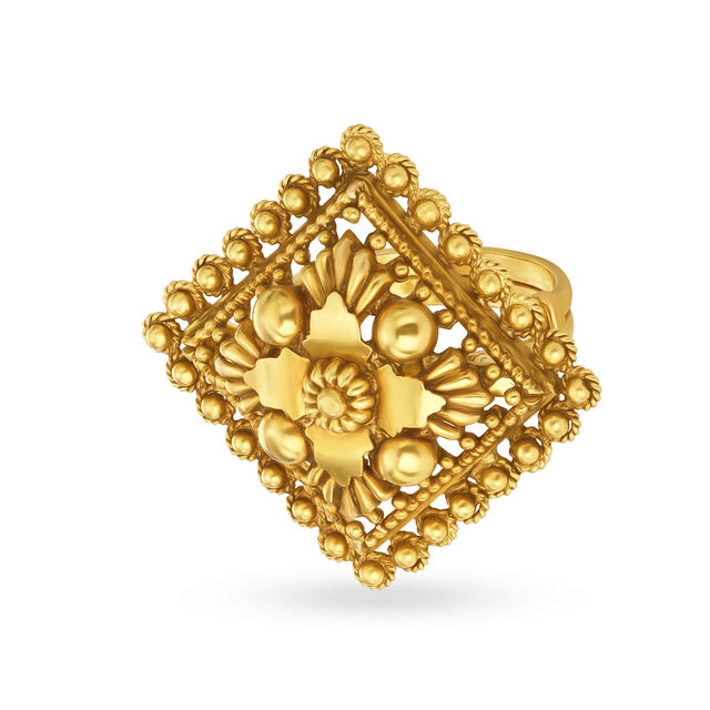 Inspired 18 Karat Yellow Gold Beaded Finger Ring,,hi-res 2