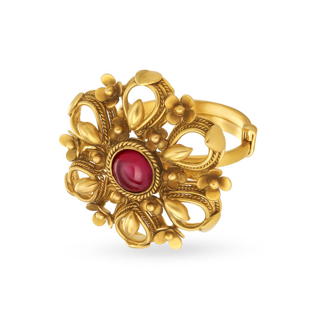 Splendid Floral Gold Ring,,hi-res 2