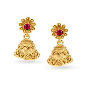 Radiant Floral Antique Gold Jhumkas