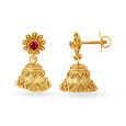 Radiant Floral Antique Gold Jhumkas,,hi-res 2