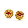 Gorgeous 18 Karat Yellow Gold Blooming Lotus Stud Earrings,,hi-res 2