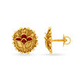 Gorgeous 18 Karat Yellow Gold Blooming Lotus Stud Earrings,,hi-res 3