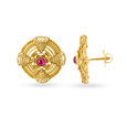 Opulent Gold Round Stud Earrings,,hi-res 3