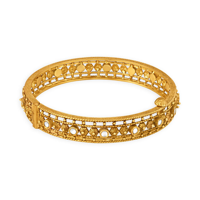 Breathtaking Floral Gold Bangle,,hi-res 