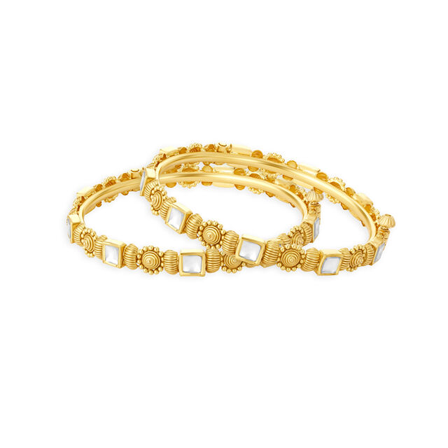 Floral Kundan Gold Bangles,,hi-res 2