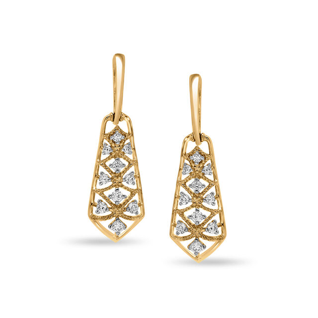 18 KT Yellow Gold Diamond Drop Earrings,,hi-res 
