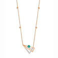 18 KT Rose Gold Emerald And Diamond Pendant With Chain,,hi-res 