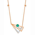 18 KT Rose Gold Emerald And Diamond Pendant With Chain,,hi-res 2