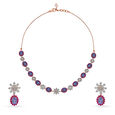 Glamorous Diamond and Ruby Necklace Earrings Set,,hi-res 