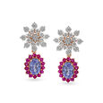 Glamorous Diamond and Ruby Necklace Earrings Set,,hi-res 3