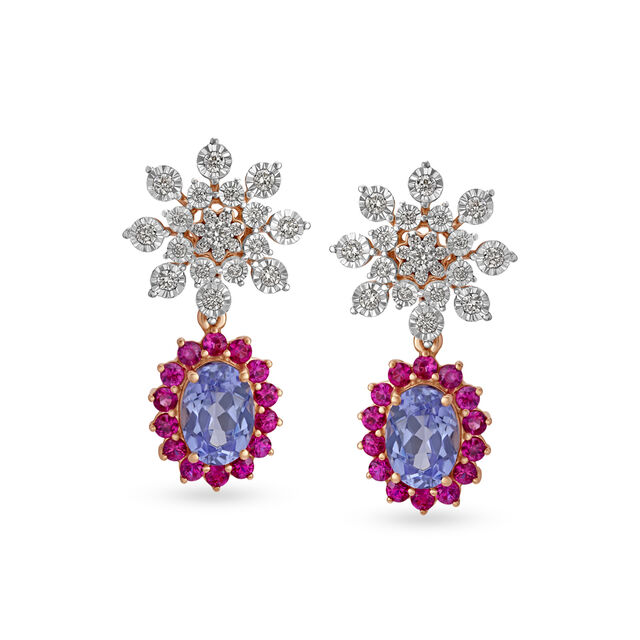 Glamorous Diamond and Ruby Necklace Earrings Set,,hi-res 3