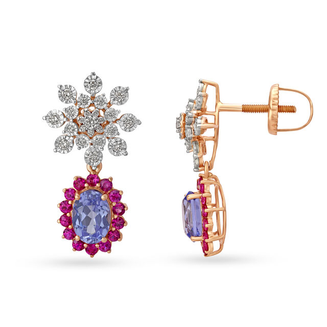Glamorous Diamond and Ruby Necklace Earrings Set,,hi-res 4