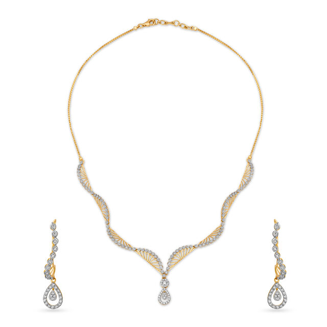 Exquisite Swirling Diamond Necklace and Earrings Set,,hi-res 
