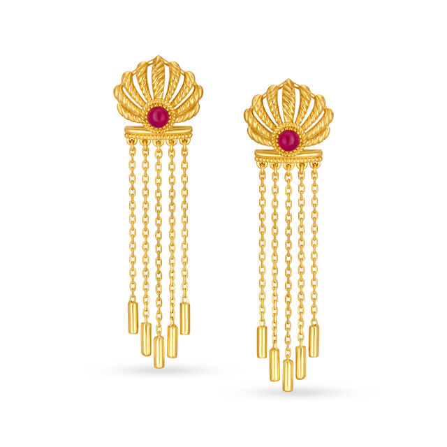 Sophisticated 18 Karat Yellow Gold Tasselled Drop Earrings,,hi-res 