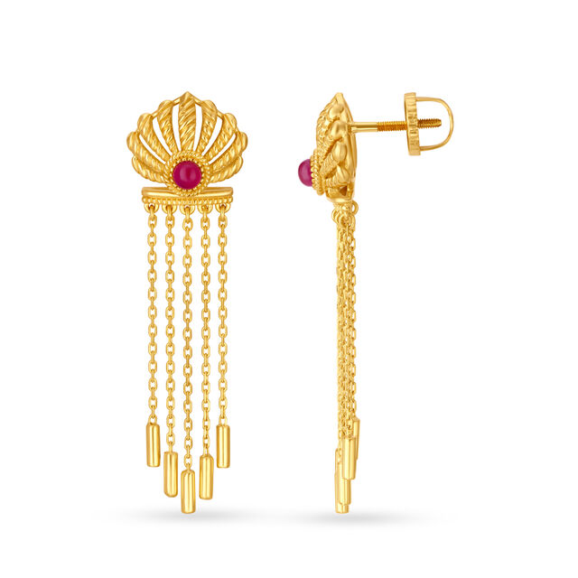 Sophisticated 18 Karat Yellow Gold Tasselled Drop Earrings,,hi-res 2