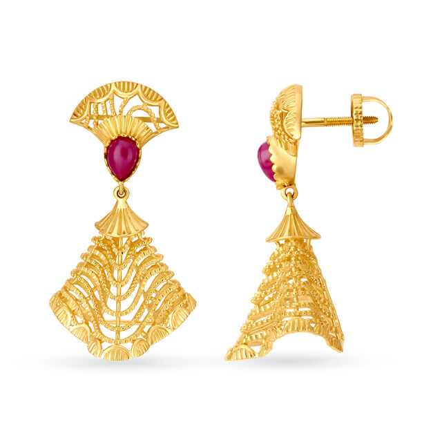 Regal 18 Karat Yellow Gold Bell Shaped Drop Earrings 2