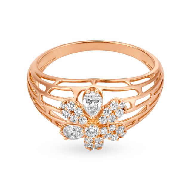 Eye-Pleasing 18 Karat Rose Gold And Diamond Floral Ring,,hi-res 2