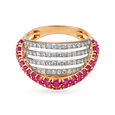 Bold Rose Gold Finger Ring with Diamonds and Rubies,,hi-res 2