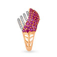 Bold Rose Gold Finger Ring with Diamonds and Rubies,,hi-res 3