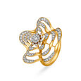 Exquisite 18 Karat Yellow Gold And Diamond Floral Statement Ring,,hi-res 