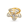Exquisite 18 Karat Yellow Gold And Diamond Floral Statement Ring,,hi-res 2
