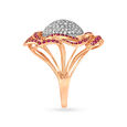 Stunning 18 Karat Rose Gold And Diamond And Ruby Floral Cocktail Ring,,hi-res 3