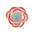 Stunning 18 Karat Rose Gold And Diamond And Ruby Floral Cocktail Ring,,hi-res 4