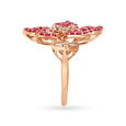 Striking 18 Karat Rose Gold And Diamond Studded Flower Finger Ring 3