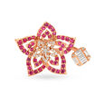 Striking 18 Karat Rose Gold And Diamond Studded Flower Finger Ring 4