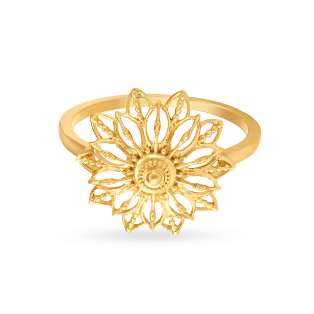 Stunning Floral Gold Finger Ring,,hi-res 2