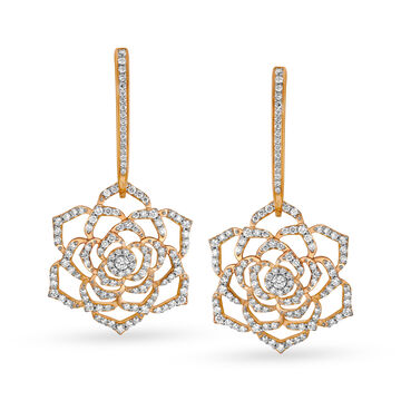 Elaborate 18 Karat Rose Gold And Diamond Earrings