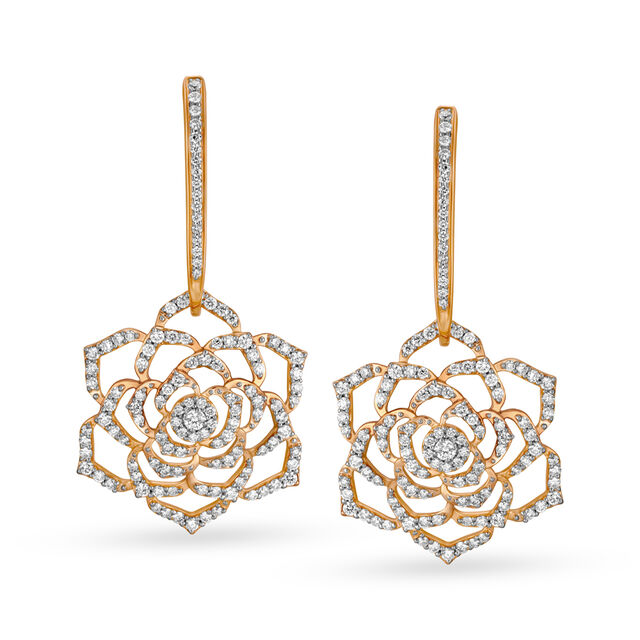 Elaborate 18 Karat Rose Gold And Diamond Earrings 