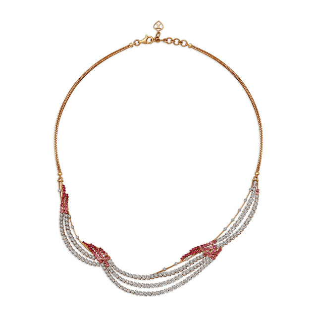 Enchanting Diamond, Ruby and Tourmaline Necklace in Yellow and White Gold,,hi-res 