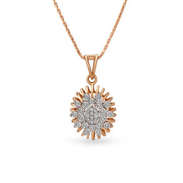 Spectacular 18 Karat Rose And White Gold And Diamond Ovoid Pendant