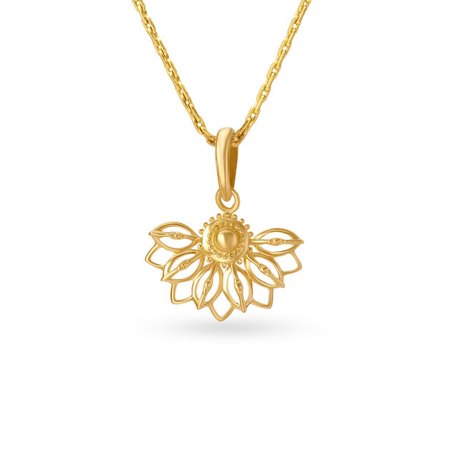 Dainty Floral Gold Pendant,,hi-res 