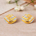 Graceful 18 Karat Yellow Gold And Diamond Wavy Studs,,hi-res 