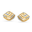 Graceful 18 Karat Yellow Gold And Diamond Wavy Studs,,hi-res 2
