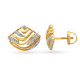 Graceful 18 Karat Yellow Gold And Diamond Wavy Studs,,hi-res 3