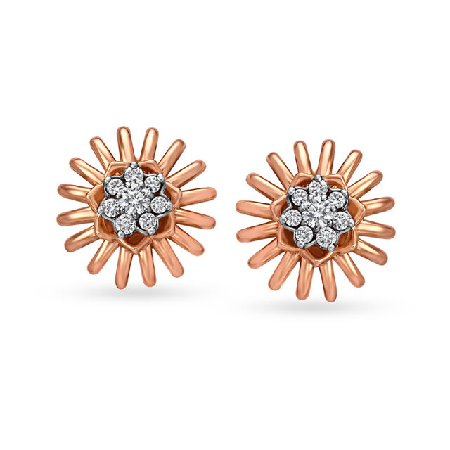 Stud Earrings with Rose Gold Motif,,hi-res 