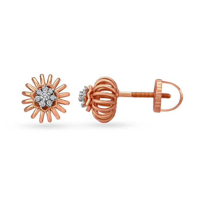 Stud Earrings with Rose Gold Motif,,hi-res 2