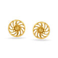 Striking Floral Gold Stud Earrings,,hi-res 