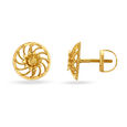 Striking Floral Gold Stud Earrings,,hi-res 2