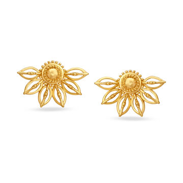 Unique Floral Gold Stud Earrings