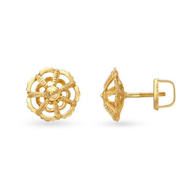 Captivating Floral Gold Stud Earrings,,hi-res 2
