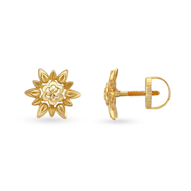 Charming Floral Gold Stud Earrings 2