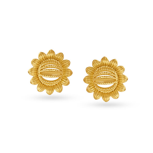 Opulent Floral Gold Stud Earrings,,hi-res 